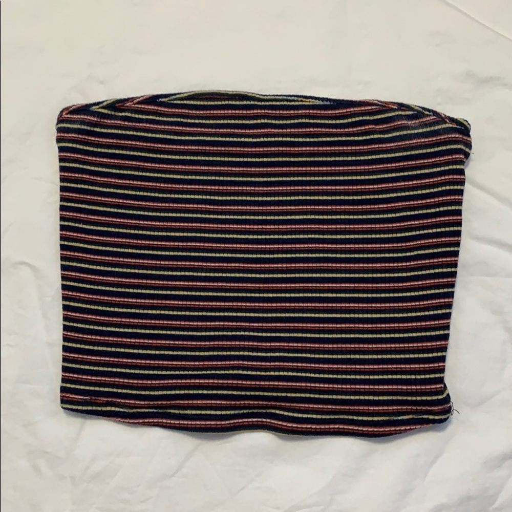 GARAGE Striped Strapless Top